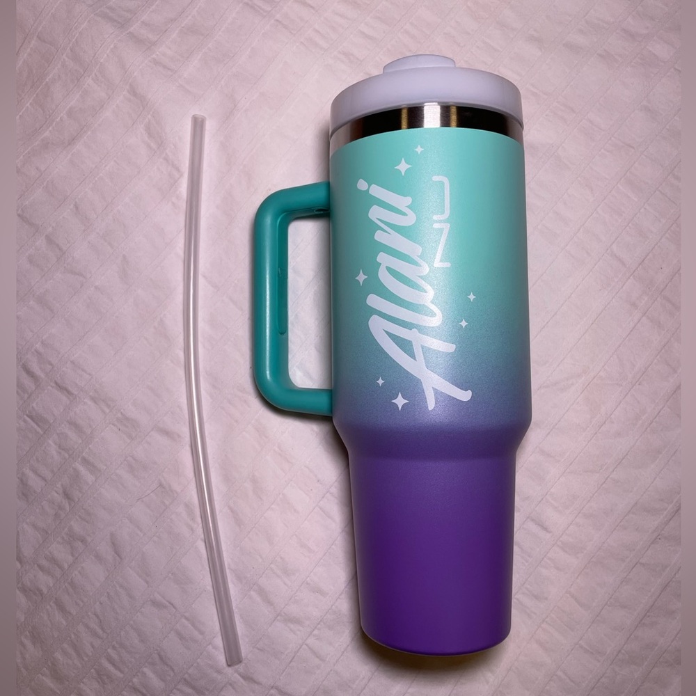 BRAND NEW Alani Nu Teal and Purple Tumbler with Straw